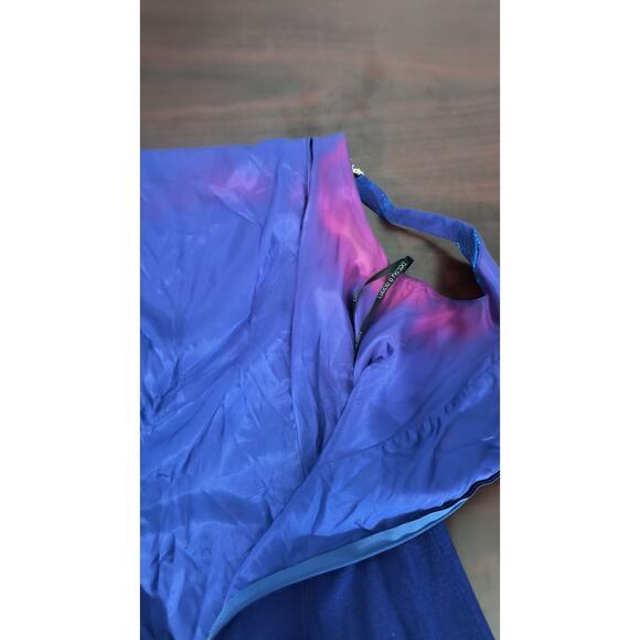 Vintage Y2K Betsy & Adam Formal Dress Women's Sz 10 Blue Sparkle Metallic Maxi - Picture 10 of 16